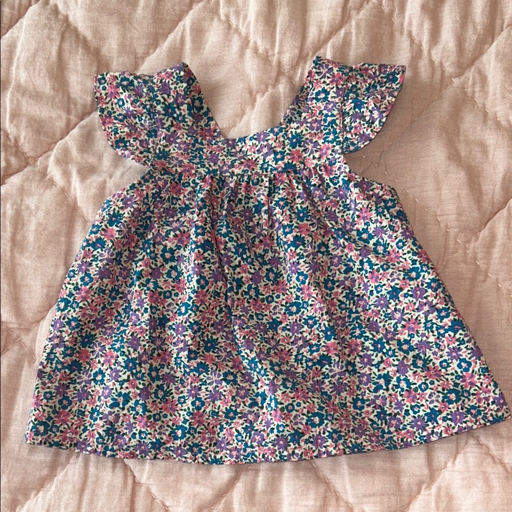 Zara Floral Baby Dress/Shirt with Ruffled Sleeves 18-24 mos Never sworn